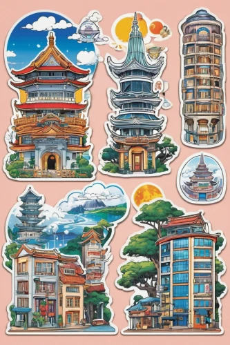 houses clipart,chinese architecture,chinese icons,asian architecture,taipei,clipart sticker,city buildings,sanya,japanese icons,beautiful buildings,taipei city,chinese background,nanjing,asia,stickers,buildings,china,cool woodblock images,japan pattern,taiwan,Unique,Design,Sticker