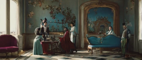 blue room,beauty room,the little girl's room,salon,danish room,rococo,ornate room,parlour,neoclassical,versailles,napoleon iii style,royal interior,wade rooms,chiffonier,baroque,four poster,art nouveau,partiture,meticulous painting,mazarine blue,Conceptual Art,Daily,Daily 14