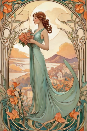 art nouveau,mucha,art nouveau design,art nouveau frame,art nouveau frames,rosa ' amber cover,art deco frame,faery,merida,rusalka,celtic woman,art deco woman,frame border illustration,alfons mucha,faerie,fairy tale character,jessamine,emile vernon,kate greenaway,frame illustration,Illustration,Retro,Retro 08