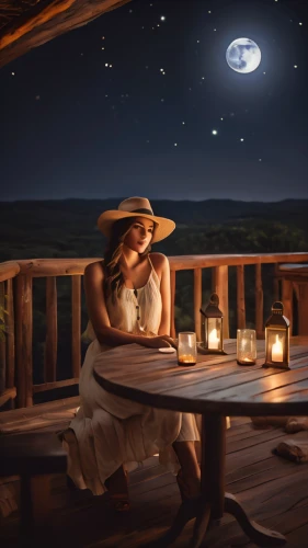 romantic night,romantic scene,romantic dinner,honeymoon,romantic portrait,romantic look,romantic,moonlit night,night scene,dinner for two,the night of kupala,romantic meeting,the girl in nightie,fantasy picture,evening atmosphere,world digital painting,outdoor table,idyll,the moon and the stars,outdoor dining,Photography,General,Commercial