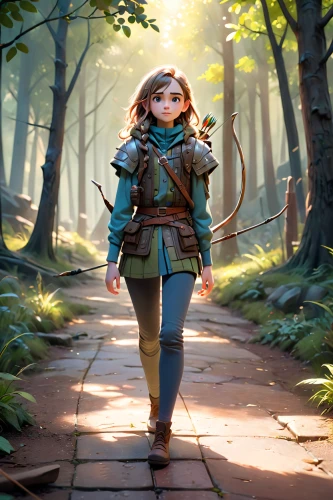 merida,little girl in wind,wander,dwarf sundheim,the wanderer,sci fiction illustration,little girl running,adventurer,girl walking away,game illustration,cg artwork,world digital painting,fantasy picture,forest walk,hobbit,fae,wanderer,game art,heroic fantasy,fantasy portrait,Anime,Anime,Cartoon