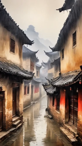 chinese architecture,chinese art,suzhou,xi'an,world digital painting,asian architecture,oriental painting,forbidden palace,chinese background,yunnan,guizhou,oriental,huashan,nanjing,zui quan,beijing,chinese temple,guilinggao,xing yi quan,beijing or beijing,Illustration,Paper based,Paper Based 24