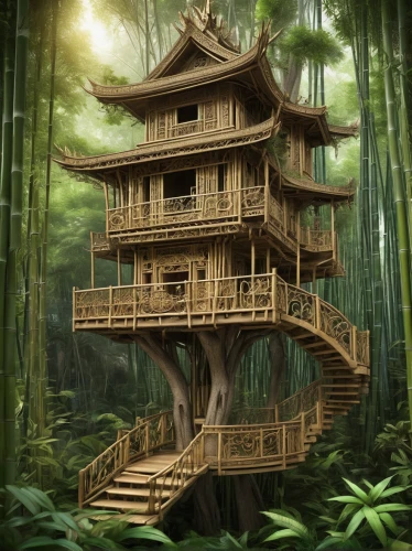 tree house,tree house hotel,treehouse,house in the forest,asian architecture,japanese architecture,the japanese tree,stilt house,hanging temple,bamboo forest,ancient house,wooden house,hawaii bamboo,tree top,silk tree,chinese architecture,tree top path,hanging houses,pagoda,treetop,Illustration,Black and White,Black and White 03