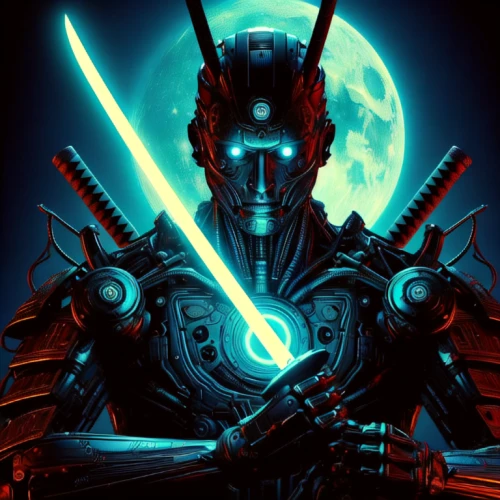 cybernetics,maul,terminator,alien warrior,darth maul,laser sword,cyborg,solder,sci fiction illustration,bot icon,cyber,darth talon,cg artwork,destroy,laser,droid,samurai,lightsaber,sci fi,warlord