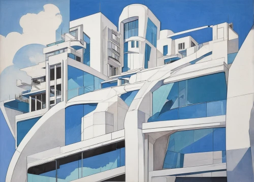 habitat 67,art deco,balconies,sky apartment,facade painting,athens art school,block of flats,apartment building,white buildings,apartment block,guggenheim museum,mondrian,contemporary,brutalist architecture,apartment buildings,panoramical,condominium,kirrarchitecture,apartment blocks,futuristic architecture,Art,Artistic Painting,Artistic Painting 44