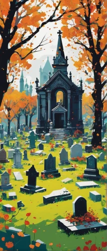 graveyard,halloween wallpaper,halloween illustration,halloween background,old graveyard,cemetary,necropolis,halloween scene,burial ground,cemetery,tombstones,graves,halloween poster,forest cemetery,gravestones,resting place,days of the dead,tombs,october,magnolia cemetery,Conceptual Art,Oil color,Oil Color 07