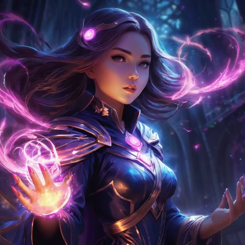 sorceress,the enchantress,mage,cg artwork,purple,dodge warlock,blue enchantress,fantasy portrait,violet,lavendar,monsoon banner,purple wallpaper,summoner,magical,show off aurora,violet head elf,mystical portrait of a girl,fantasy picture,magic grimoire,fantasy art,Conceptual Art,Fantasy,Fantasy 02