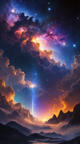 night sky,fantasy landscape,the night sky,space art,nightsky,colorful stars,astronomy,epic sky,rainbow and stars,fantasy picture,celestial,sky,universe,celestial bodies,colorful star scatters,starscape,star sky,the universe,galaxy,celestial phenomenon,Photography,General,Natural