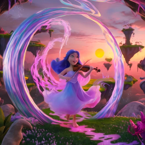 fantasia,violinist violinist of the moon,rosa 'the fairy,woman playing violin,rapunzel,fairy world,playing the violin,cg artwork,tangled,rosa ' the fairy,fantasy picture,3d fantasy,hula,musical background,the flute,mermaid background,tiana,violin woman,moana,serenade