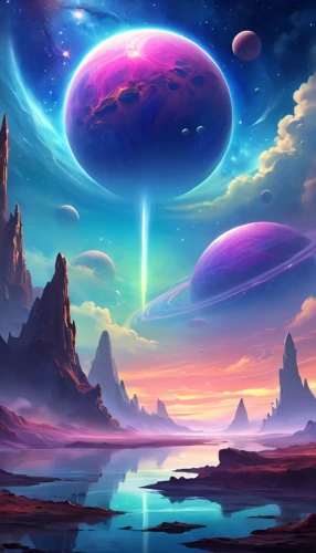 fantasy landscape,alien planet,alien world,futuristic landscape,planet alien sky,fantasy picture,space art,planet eart,planet,planets,cosmos,fantasy art,cosmos field,cg artwork,fantasia,gas planet,vast,background image,planetary system,astral traveler