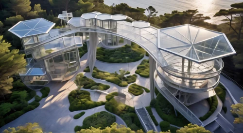 cubic house,eco hotel,solar cell base,futuristic architecture,cube stilt houses,greenhouse effect,eco-construction,hahnenfu greenhouse,greenhouse cover,greenhouse,cube house,roof domes,modern architecture,roof landscape,landscape design sydney,sky space concept,biome,3d rendering,dunes house,smart house