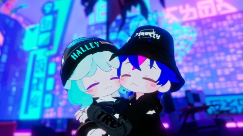 vivid,vocaloid,virtual,cyan,neon light,rave,hatsune miku,neon lights,ultraviolet,metaverse,edit icon,bandana background,black hat,cyber,wiz,blue heart,goth,beret,blu,piko