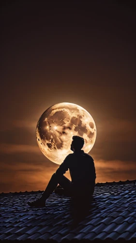 moonrise,big moon,moonlit night,moon and star background,moonlight,moonlit,photo manipulation,man silhouette,handpan,full moon,hanging moon,self hypnosis,super moon,silhouette of man,moon night,moon shine,photomanipulation,to be alone,phase of the moon,celestial body,Photography,General,Commercial