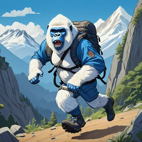 mountain guide,yeti,mountain fink,mountain rescue,mountaineer,hiker,everest,high-altitude mountain tour,mountain hiking,mountain climber,gorilla,mountain climbing,silverback,mountaineering,the spirit of the mountains,eskimo,gnome skiing,gorilla soldier,adventurer,ski mountaineering,Illustration,Paper based,Paper Based 27