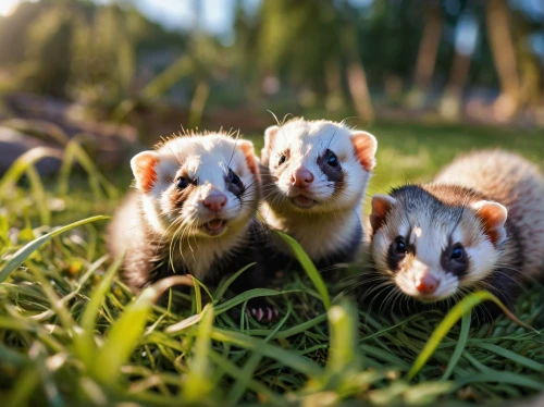 mustelidae,common opossum,ferret,black-footed ferret,polecat,mustelid,small animals,virginia opossum,cute animals,opossum,three friends,mammals,coatimundi,baby rats,rodentia icons,trio,ring-tailed,rodents,long tailed weasel,weasel,Photography,General,Commercial