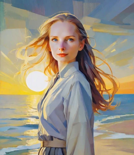 oil painting,girl on the dune,oil painting on canvas,mystical portrait of a girl,oil on canvas,romantic portrait,portrait of a girl,luminous,sea breeze,girl on the river,the wind from the sea,by the sea,beach background,young woman,sun and sea,world digital painting,girl on the boat,fantasy portrait,digital painting,girl portrait