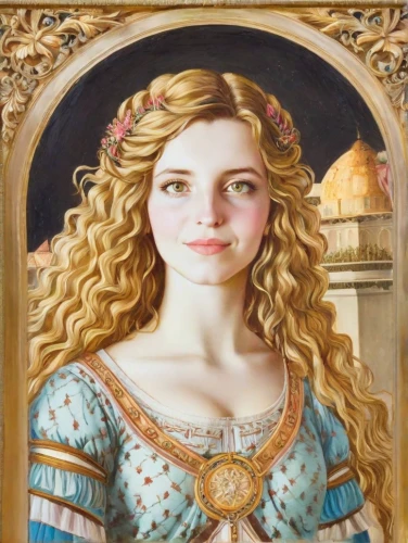 botticelli,portrait of a girl,cepora judith,girl in a historic way,mystical portrait of a girl,girl with bread-and-butter,lacerta,fantasy portrait,young woman,merida,portrait of christi,rapunzel,romantic portrait,young girl,la nascita di venere,girl portrait,mary-gold,virgo,zodiac sign libra,oil painting on canvas
