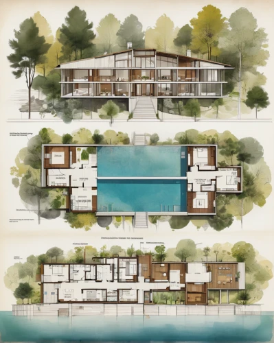 architect plan,mid century house,mid century modern,pool house,archidaily,floating huts,house with lake,house by the water,villas,house drawing,dunes house,houses clipart,floorplan home,holiday villa,modern architecture,luxury property,house floorplan,floor plan,houseboat,residential,Unique,Design,Infographics