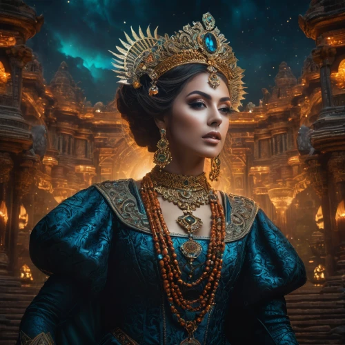 cleopatra,fantasy portrait,fantasy art,fantasy picture,priestess,jaya,queen of the night,artemisia,blue enchantress,orientalism,fantasy woman,sorceress,mystical portrait of a girl,ancient egyptian girl,the ancient world,miss circassian,imperial crown,photomanipulation,the enchantress,3d fantasy,Photography,General,Fantasy