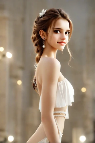 elegant,model doll,ballerina,porcelain doll,young model istanbul,aphrodite,model beauty,ballerina girl,fairy queen,princess sofia,romantic look,beautiful model,white bow,girl in a long dress from the back,white winter dress,strapless dress,fashion doll,enchanting,elegance,white beauty