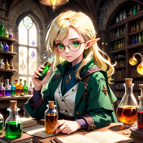apothecary,chemist,barmaid,librarian,potions,bartender,potion,bar,book glasses,darjeeling,alchemy,pharmacy,professor,violet evergarden,scholar,candlemaker,watchmaker,pub,brandy shop,tutor,Anime,Anime,Cartoon