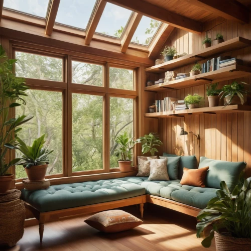 wooden windows,wood window,conservatory,loft,green living,livingroom,living room,attic,indoor,house plants,sitting room,wooden beams,window frames,roof landscape,frame house,cabin,grass roof,bedroom window,wooden roof,cabana,Photography,General,Cinematic