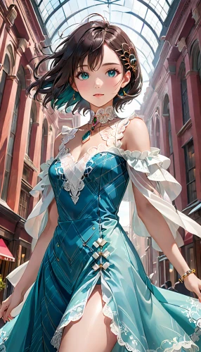 venetia,alice,cinderella,jasmine blue,anime japanese clothing,fairy tale character,euphonium,french digital background,swordswoman,victorian style,steampunk,masquerade,cyan,baroque,rococo,baroque angel,celtic queen,victorian lady,fantasia,clamp,Anime,Anime,Realistic