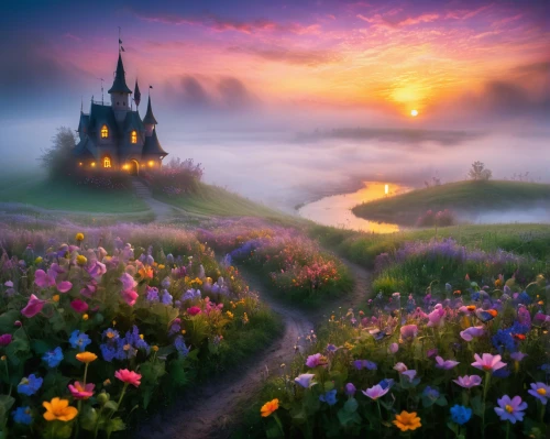 fairytale castle,fairy tale castle,fairy tale,fantasy landscape,fairytale,fantasy picture,a fairy tale,children's fairy tale,fairy world,fairy tale castle sigmaringen,fairytale forest,wonderland,foggy landscape,fairy tales,fantasy world,fairy chimney,fairytales,fairy tale character,dreamland,fantasy art,Illustration,Realistic Fantasy,Realistic Fantasy 02