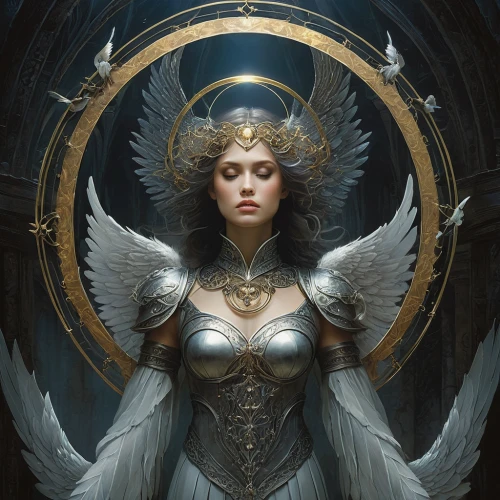 archangel,baroque angel,the archangel,angel,dark angel,angel of death,stone angel,fantasy portrait,queen of the night,angel wing,priestess,uriel,angelology,black angel,the angel with the veronica veil,fallen angel,harpy,fantasy art,angel wings,guardian angel,Illustration,Realistic Fantasy,Realistic Fantasy 05
