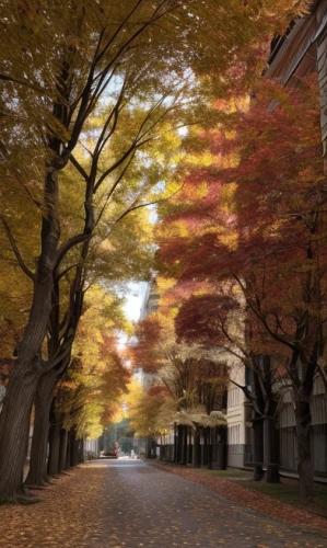 tree-lined avenue,the trees in the fall,autumn scenery,trees in the fall,kansai university,fall foliage,autumn trees,autumn background,one autumn afternoon,tree lined lane,deciduous trees,soochow university,fall landscape,autumn color,colors of autumn,the autumn,fall leaves,autumnal leaves,light of autumn,colored leaves,Light and shadow,Landscape,Autumn