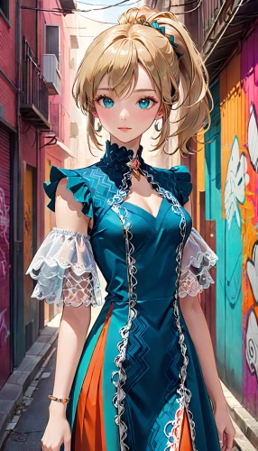 darjeeling,violet evergarden,alice,anime japanese clothing,vocaloid,painter doll,harajuku,alley,anime girl,alleyway,artist doll,clamp,anime 3d,world digital painting,portrait background,steampunk,hanbok,alley cat,cyan,honolulu,Anime,Anime,Realistic