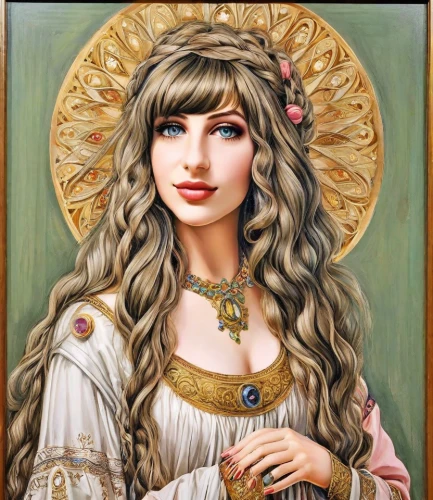 jessamine,portrait of christi,romanian orthodox,miss circassian,cepora judith,thracian,mary-gold,zodiac sign libra,the prophet mary,artemisia,priestess,celtic queen,cleopatra,balalaika,baroque angel,russian folk style,mary 1,portrait of a girl,fantasy portrait,greek orthodox