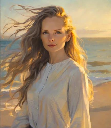 girl on the dune,romantic portrait,portrait of a girl,oil painting,young woman,mystical portrait of a girl,girl portrait,the wind from the sea,girl on the river,sea breeze,artist portrait,young girl,oil painting on canvas,fantasy portrait,by the sea,little girl in wind,blonde woman,girl on the boat,palomino,woman portrait