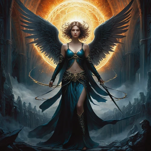 dark angel,archangel,the archangel,angel of death,death angel,black angel,angelology,uriel,angels of the apocalypse,sorceress,baroque angel,harpy,angel,fallen angel,fire angel,heroic fantasy,stone angel,fantasy art,priestess,angel wing,Illustration,Realistic Fantasy,Realistic Fantasy 05