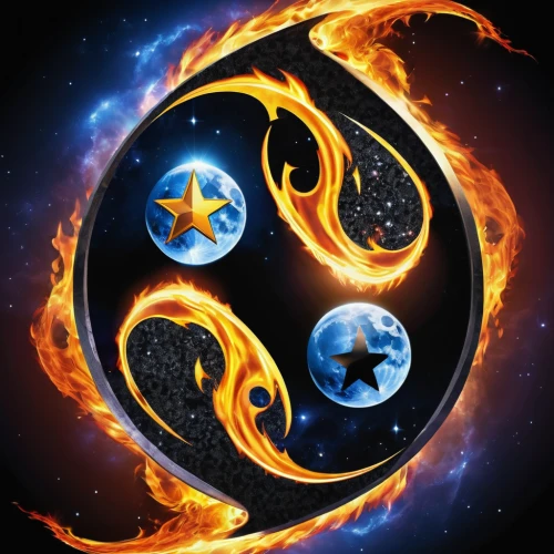 fire heart,yin-yang,yinyang,circular star shield,yin yang,fire logo,sun and moon,firespin,steam icon,star sign,astrological sign,fire background,stars and moon,moon and star background,yin and yang,auspicious symbol,chinese horoscope,rating star,motifs of blue stars,five elements,Photography,General,Realistic