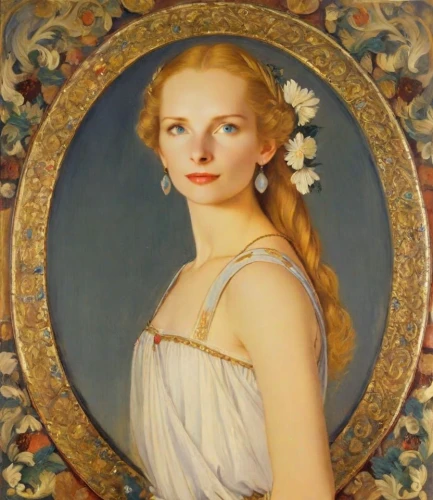 portrait of a girl,emile vernon,portrait of a woman,young woman,vintage female portrait,girl in a wreath,young lady,portrait of christi,lilian gish - female,young girl,diademhäher,marguerite,rococo,jane austen,jessamine,romantic portrait,female portrait,elizabeth i,cinderella,orsay