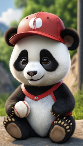 chinese panda,panda,baby panda,little panda,kawaii panda,panda cub,baseball player,panda bear,po,giant panda,oliang,baseball coach,cute cartoon character,lun,bamboo,kawaii panda emoji,pandas,baozi,baseball uniform,panda face,Photography,General,Realistic