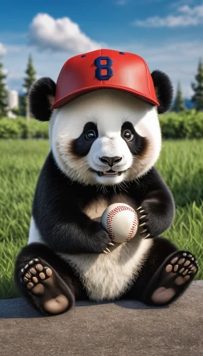 baseball player,chinese panda,baseball coach,panda,panda bear,little panda,baby panda,baseball team,baseball equipment,panda cub,american baseball player,baseball,giant panda,batting helmet,bamboo,baseball uniform,cub,baseball protective gear,kawaii panda,baseball drawing,Photography,General,Realistic