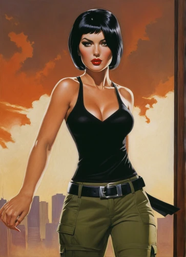 action-adventure game,femme fatale,game illustration,tura satana,sci fiction illustration,jane russell-female,girl with a gun,retro woman,cigarette girl,rosa ' amber cover,girl with gun,retro women,retro girl,woman holding gun,pin-up girl,spy visual,game art,ann margarett-hollywood,fantasy woman,colorpoint shorthair,Conceptual Art,Daily,Daily 16