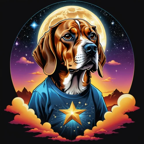 bloodhound,beagle,redbone coonhound,basset hound,basset bleu de gascogne,vizla,coonhound,vizsla,smaland hound,american foxhound,astronomer,astro,dog angel,vector illustration,dog illustration,english coonhound,treeing walker coonhound,st. bernard,star sky,rottweiler,Photography,General,Realistic