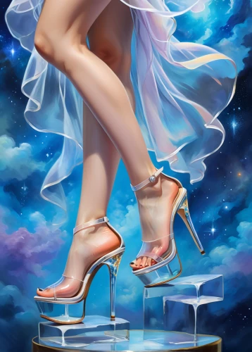 cinderella shoe,high heeled shoe,high heel shoes,cinderella,high heel,high-heels,bridal shoe,high heels,bridal shoes,heeled shoes,fantasy picture,fantasy art,lady justice,dancing shoes,constellation swan,woman shoes,sci fiction illustration,heavenly ladder,stiletto-heeled shoe,water pearls,Illustration,Realistic Fantasy,Realistic Fantasy 01