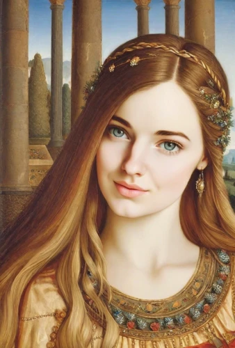 celtic queen,thracian,ancient egyptian girl,jessamine,princess anna,celtic woman,miss circassian,mystical portrait of a girl,fantasy portrait,diadem,priestess,lycaenid,girl in a historic way,young woman,the prophet mary,pretty young woman,cepora judith,young girl,portrait of a girl,violet head elf