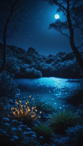 moonlit night,blue moon,night scene,fantasy landscape,fantasy picture,moon and star background,moonlit,landscape background,the night of kupala,lunar landscape,cartoon video game background,nightscape,moonscape,moonlight,world digital painting,full hd wallpaper,night stars,night image,moonlight cactus,light of night,Photography,General,Cinematic