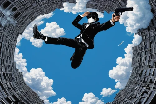 skycraper,matrix,spy visual,action hero,lupin,shooter game,vertigo,cloud computing,agent 13,revolver,bond,vector image,james bond,spy,sky,great wall wingle,cloud roller,skydiver,daredevil,yukio,Conceptual Art,Graffiti Art,Graffiti Art 01