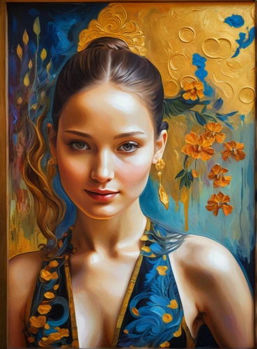 oil painting on canvas,art painting,mystical portrait of a girl,oil painting,chinese art,girl portrait,photo painting,oriental girl,fantasy portrait,oriental painting,fantasy art,portrait of a girl,young woman,meticulous painting,gold leaf,vietnamese woman,italian painter,romantic portrait,artistic portrait,girl with cloth,Art,Classical Oil Painting,Classical Oil Painting 16