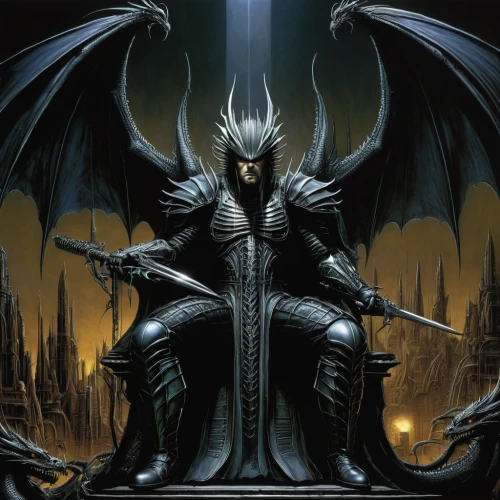 spawn,heroic fantasy,black dragon,daemon,death angel,dark elf,the archangel,diablo,dark angel,death god,angel of death,god of thunder,archangel,lucifer,dragon of earth,throne,thorin,the throne,dark-type,horn of amaltheia,Illustration,American Style,American Style 02