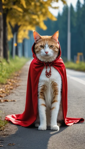 red cape,caped,little red riding hood,red riding hood,red super hero,red cat,halloween cat,superhero,celebration cape,super hero,cat warrior,cat image,red tabby,napoleon cat,animals play dress-up,cat sparrow,cat european,rex cat,cartoon cat,super man,Photography,General,Realistic