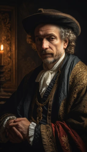 leonardo devinci,romantic portrait,man portraits,east indiaman,the carnival of venice,merchant,portrait background,tudor,magistrate,bartholomew,tyrion lannister,thames trader,town crier,cravat,mayflower,digital compositing,meticulous painting,french digital background,genoa,robert harbeck,Photography,General,Fantasy