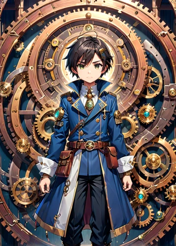 steampunk,steampunk gears,naval officer,napoleon bonaparte,admiral von tromp,admiral,napoleon i,clockmaker,napoleon,military officer,matsuno,conductor,key-hole captain,imperial coat,military uniform,protected cruiser,watchmaker,nagasaki,emperor,ruler,Anime,Anime,Realistic