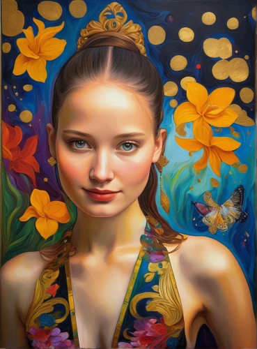 girl in flowers,flower painting,oil painting on canvas,oil painting,art painting,girl in the garden,mystical portrait of a girl,girl portrait,beautiful girl with flowers,photo painting,world digital painting,fantasy portrait,girl in a wreath,girl picking flowers,young woman,fantasy art,meticulous painting,chinese art,portrait of a girl,cloves schwindl inge,Art,Classical Oil Painting,Classical Oil Painting 16